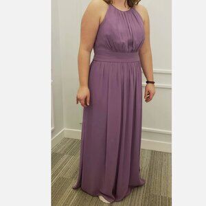 David’s Bridal Long Highneck Chiffon Bridesmaid Formal Dress Size 18 Purple NEW